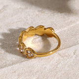 Stainless Steel Inlaid Zircon Heart Ring - V.I.P Digital Presence