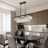Chandeliers,Rectangular Crystal Chandelier Adjustable,E12 Modern Industrial Crystal Lights (Bulb Not Included) - V.I.P Digital Presence