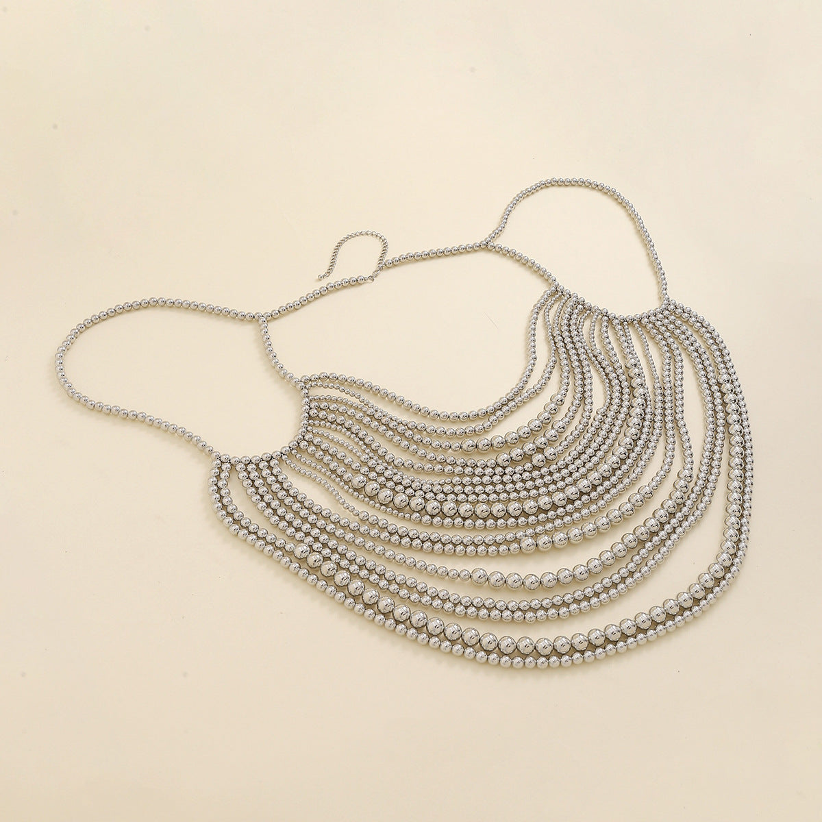 Multi layer imitation pearl black chain woven pearl layered body chain - V.I.P Digital Presence
