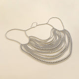Multi layer imitation pearl black chain woven pearl layered body chain - V.I.P Digital Presence