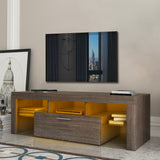 20 minutes quick assembly brown simple modern TV stand Brown TV bracket with LED Color Changing Lights for Living Room