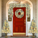 Pre-lit Xmas Tree Artificial Christmas 4-Piece Set,Garland, Wreath and Set of 2 Entrance Trees X-mas - V.I.P Digital Presence