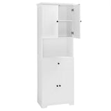 Tall Bathroom Cabinet with Four Doors, Large Storage Space Open Shelve, Upper Storage Cabinet, Whit - V.I.P Digital Presence
