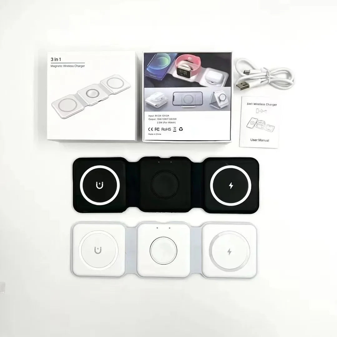 3-in-1 Magnetic Multi-function Charger Folding Wireless Charger for Xiaomi  Apple Phone Headset Watch Airpods Charger - V.I.P Digital Presence