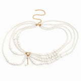 Sweet, cool and spicy girl imitates pearl hollow tassel ethnic windbreaker decoration chain, sexy nightclub style multi-layer body chain - V.I.P Digital Presence