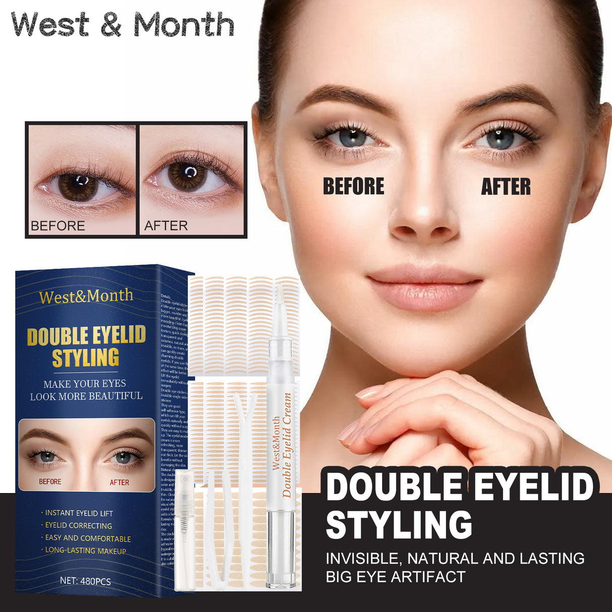 Double Eyelid Styling, Invisible Glue-free Natural Mesh Is Sticky When It Meets Water Lace Olive Type - V.I.P Digital Presence