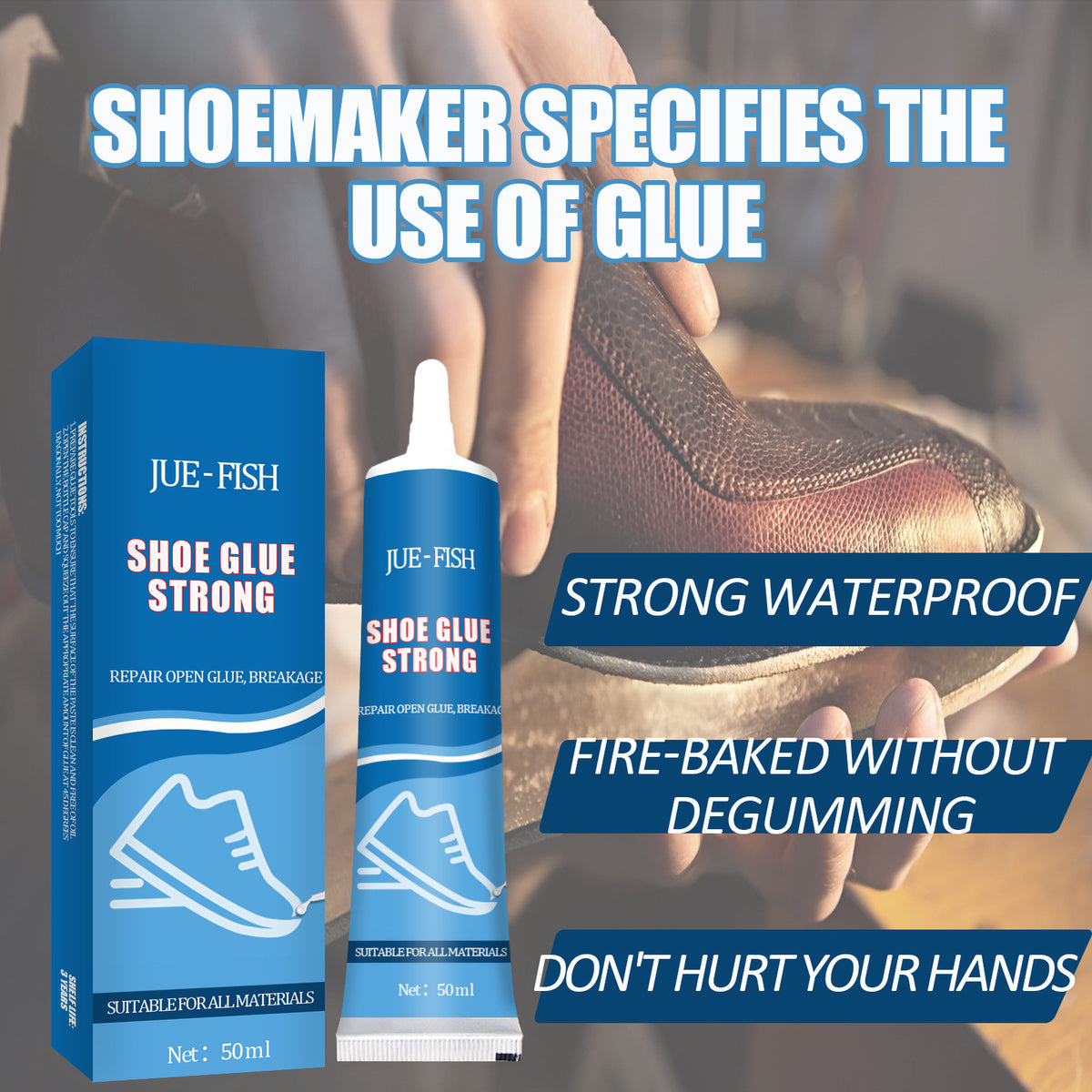 JUE-FISH Strong Shoe Glue Sneakers Leather Shoes Multi-Purpose Waterproof Shoe Repair Leather Shoes Sole Glue Adhesive - V.I.P Digital Presence