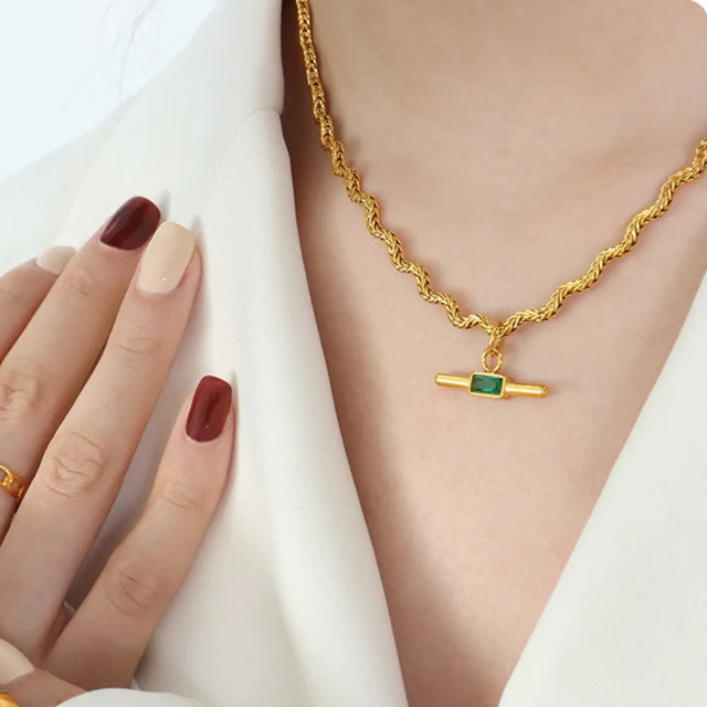 Stainless Steel Glass Cone Shaped Pendant Necklace - V.I.P Digital Presence