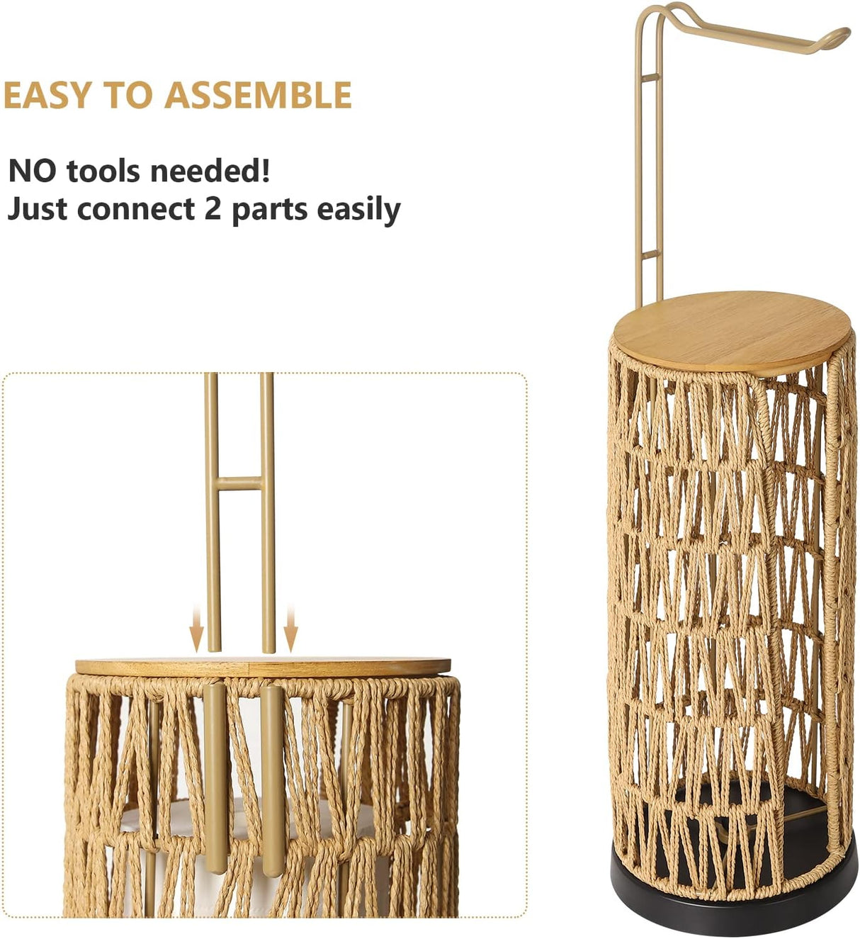 Freestanding Toilet Paper Holder with Storage 3 Rolls of Tissue Holder for Bathroom Handmade Woven Toilet Paper Roll Stand - V.I.P Digital Presence