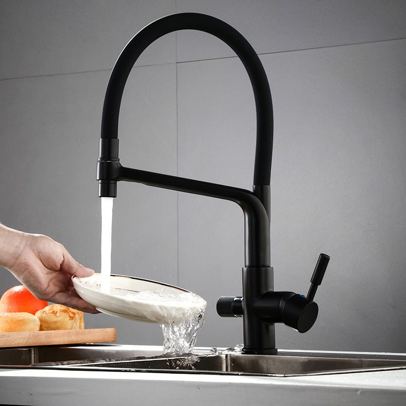 All copper three in one water purifier faucet, household kitchen vegetable washing basin, universal pull, waterproof and splash proof - V.I.P Digital Presence