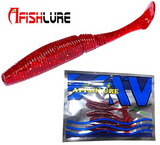 AFISHLURE 6 piezas/lote T Tail Soft Worm 3,2 g 75 mm Paddle wobbler señuelo de pesca para lubina cebo de pesca Grub Swimbait 