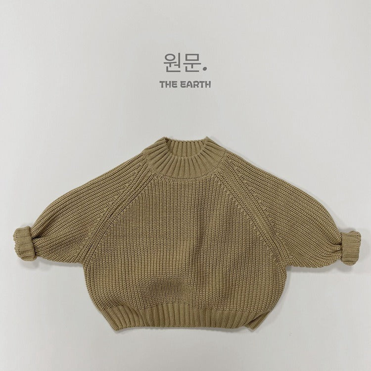 New Children Vintage Knitted Sweater Baby Girl Solid Casual Knitwear Boys Loose Versatile Pullover Kids Thicken Warm Tops - V.I.P Digital Presence