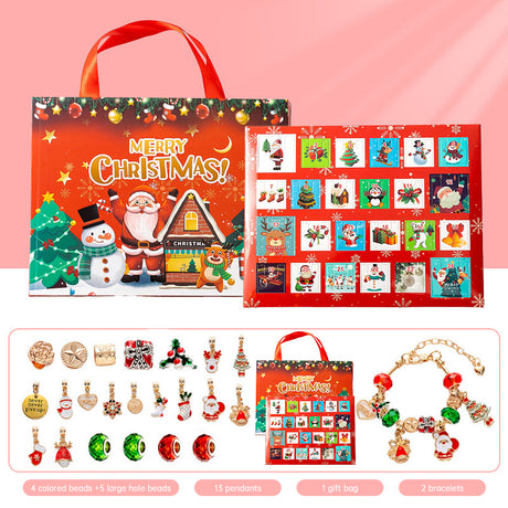 DIY creative children's bracelet jewelry 24-grid calendar Christmas holiday surprise blind box silver set - V.I.P Digital Presence