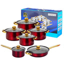 12 - piece wine - red non - stick stainless - steel soup pot set, induction - friendly for kitchen use. - V.I.P Digital Presence