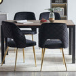 Black Velvet Dining Chairs with Metal Legs and Hollow Back Upholstered Dining Chairs Set of 4 - V.I.P Digital Presence