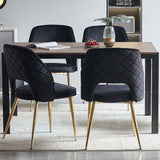 Black Velvet Dining Chairs with Metal Legs and Hollow Back Upholstered Dining Chairs Set of 4 - V.I.P Digital Presence