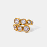 Stainless Steel Inlaid Zircon Bypass Ring - V.I.P Digital Presence