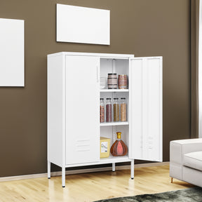 Steel storage cabinet, double door miscellaneous storage cabinet, 2 movable partitions white - V.I.P Digital Presence