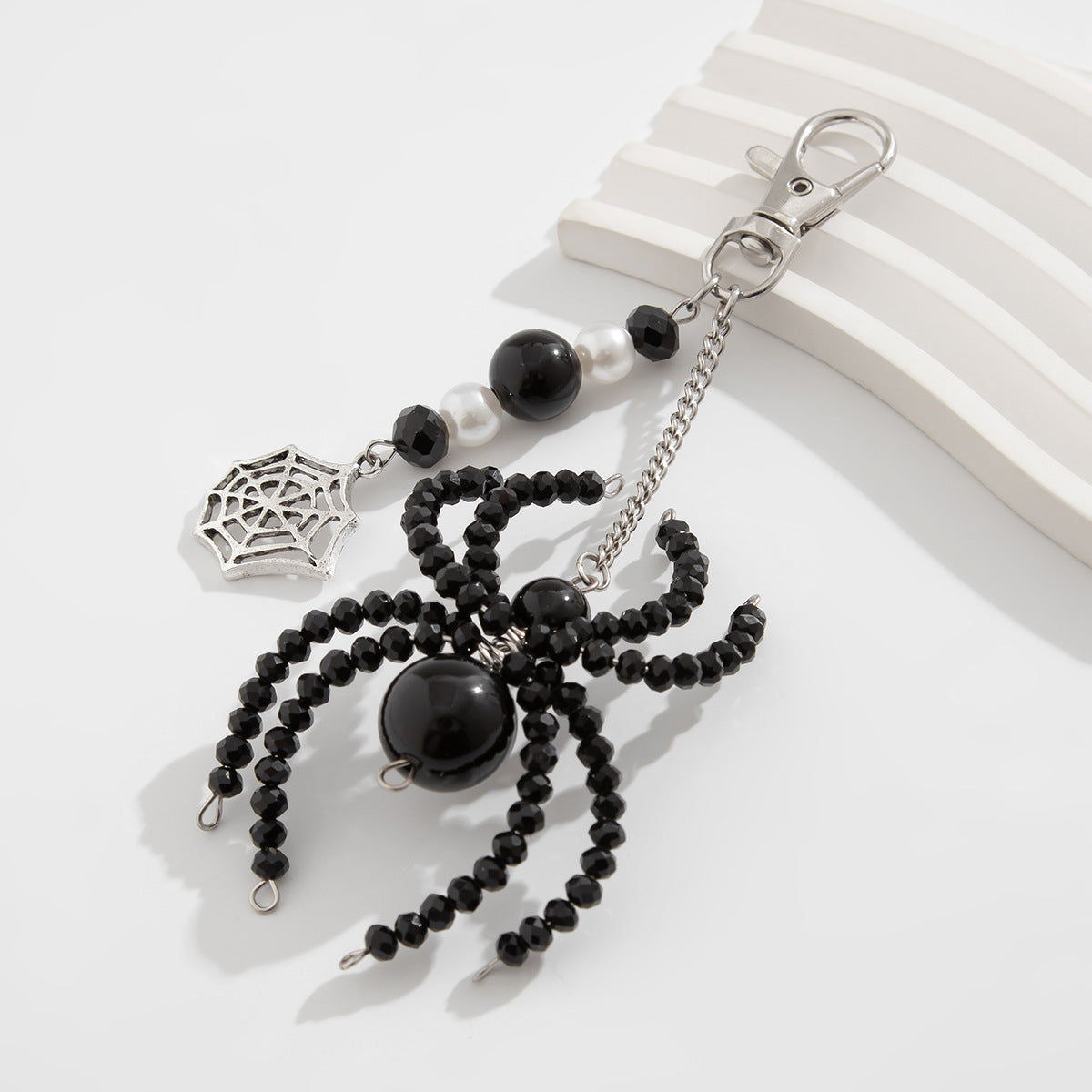 3-piece Sunflower Crystal Keychain White Pearl Weaving Spider Accessory Set - V.I.P Digital Presence