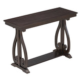 48-Inch Rustic Vintage Console Table --- Farmhouse Style Entryway Table with Open Shelf and Sturdy Construction  (Espresso) - V.I.P Digital Presence