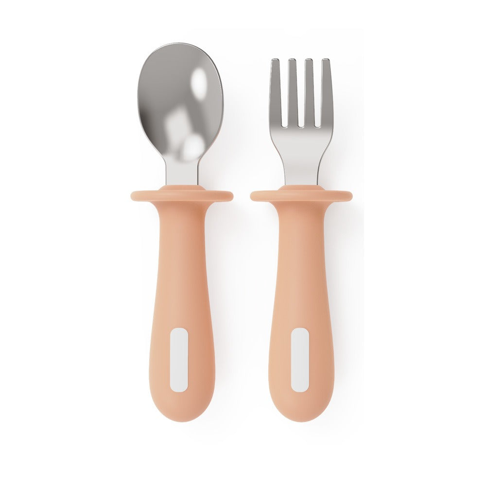 Adjustable color PPSU silicone fork and spoon set, children's stainless steel spoon and fork, baby training supplementary food tableware set of 2 pieces - V.I.P Digital Presence