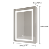 26x20 inch(Left Door) bathroom medicine cabinet with LED mirror 3000K~6000K single door lighting bathroom cabinet with touch switch adjusta - V.I.P Digital Presence