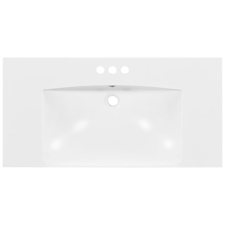 36" Single Bathroom Basin Sink, Vanity Top Only, 3-Faucet Holes, Resin - V.I.P Digital Presence