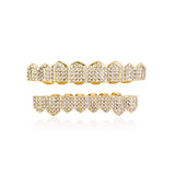 Real gold electroplated gold tooth set eight tooth full diamond hip hop tooth set tee grills - V.I.P Digital Presence