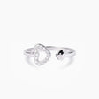 925 Sterling Silver Inlaid Zircon Heart Open Ring - V.I.P Digital Presence