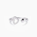925 Sterling Silver Inlaid Zircon Heart Open Ring - V.I.P Digital Presence