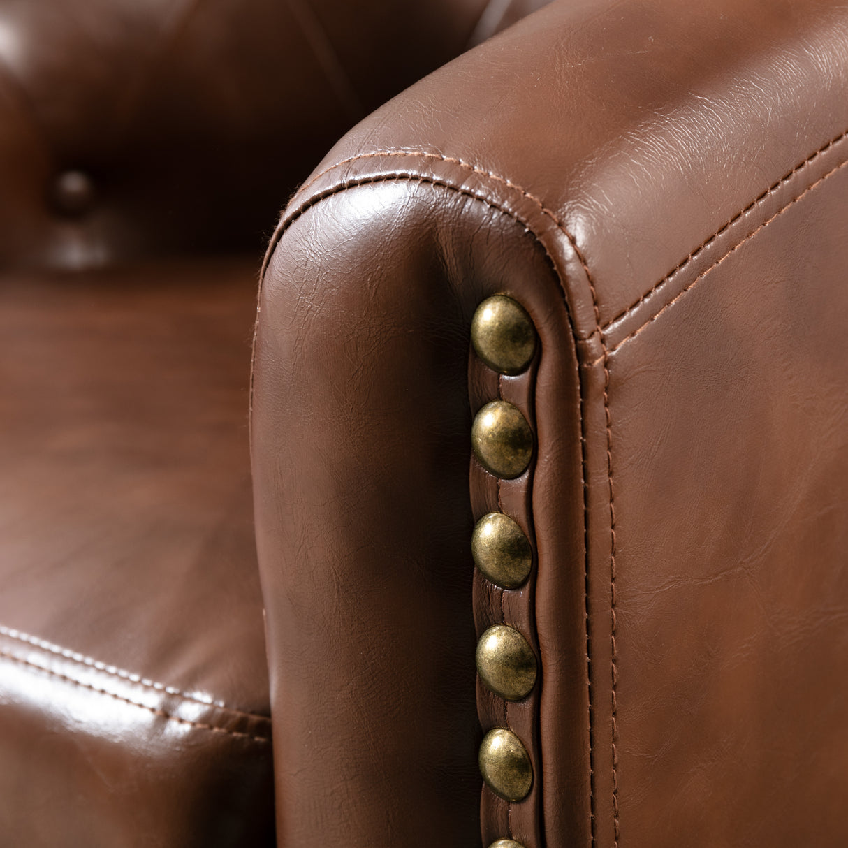 PU Leather Tufted Barrel ChairTub Chair for Living Room Bedroom Club Chairs - V.I.P Digital Presence