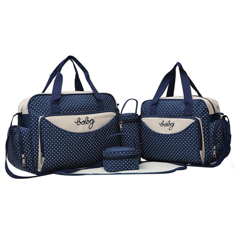 5pcs/Set Mother Mummy Diaper Bag Set Maternity Suit Large Handbag Nappy Diaper Bag Stroller Food Bag Baby Bottle Holder Bag Sets - V.I.P Digital Presence