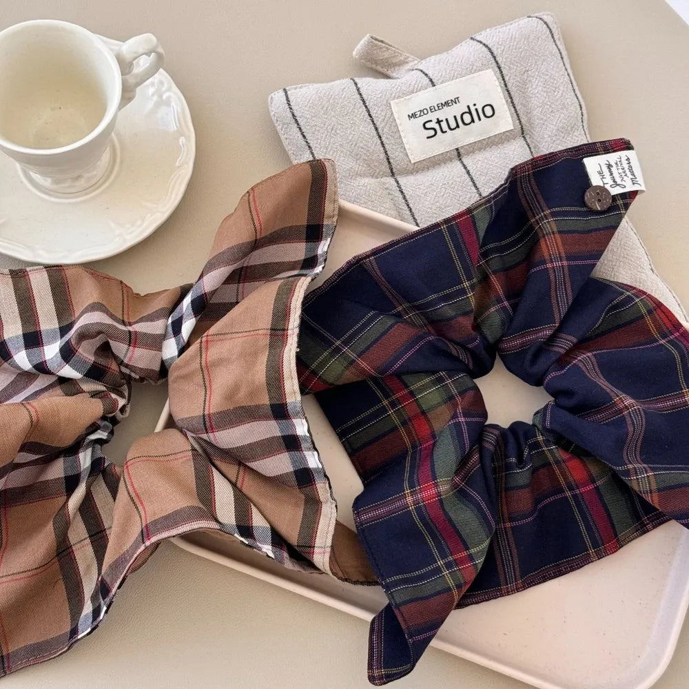 Contrast Plaid Elastic Hair Scrunchy - V.I.P Digital Presence