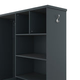 Multi-functional Hall Tree with Storage Shelves Drawers and Cabinet, Elegant Hallway Shoe Cabinet with Bench Antique Blue - V.I.P Digital Presence