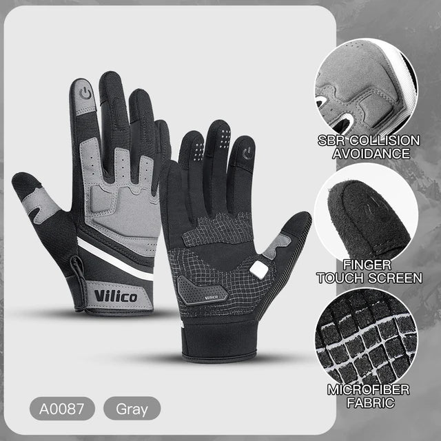 Guantes para ciclismo de carretera con pantalla táctil, cálidos, antideslizantes, resistentes al desgaste, con absorción de impactos y anticolisión para deportes al aire libre