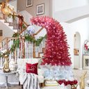 6FT hinge fir artificial fir curved top Christmas tree, bendable, 1250 lush branch hints, 300 LED Christmas lights - V.I.P Digital Presence