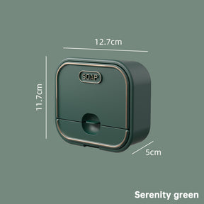 Non Perforated Wall Mounted Soap Storage Rack With Double Layer Drainage Flip Cover For Toilet Storage Household Soap Box - V.I.P Digital Presence