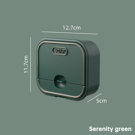 Non Perforated Wall Mounted Soap Storage Rack With Double Layer Drainage Flip Cover For Toilet Storage Household Soap Box - V.I.P Digital Presence