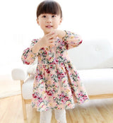 New Kids Long Sleeve Dresses Girls Flower Printed Princess Dress Summer Children Clothing 2 3 4 5 6 7 Years Girl Elegant Outfits - V.I.P Digital Presence