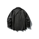 Used washed casual loose long sleeved shirt jacket men's workwear shirt - V.I.P Digital Presence
