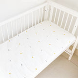 Sábana ajustable para bebé de algodón puro más sábanas de algodón en estilo japonés y coreano, sábanas acolchadas bordadas para recién nacidos, colchón infantil de otoño e invierno