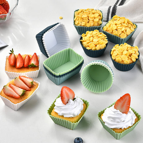 Silicone Muffin Cup Baking Square Round Square Thick Cake Mold Set cupcake - V.I.P Digital Presence