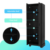 Storage Cabinet with Two Doors for Bathroom, Office, Adjustable Shelf, MDF Board, Black - V.I.P Digital Presence
