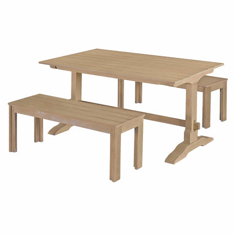 TREXM 3-piece retro dining table, rectangular stand table, and 2 4-person wooden stools (made of natural wood) - V.I.P Digital Presence