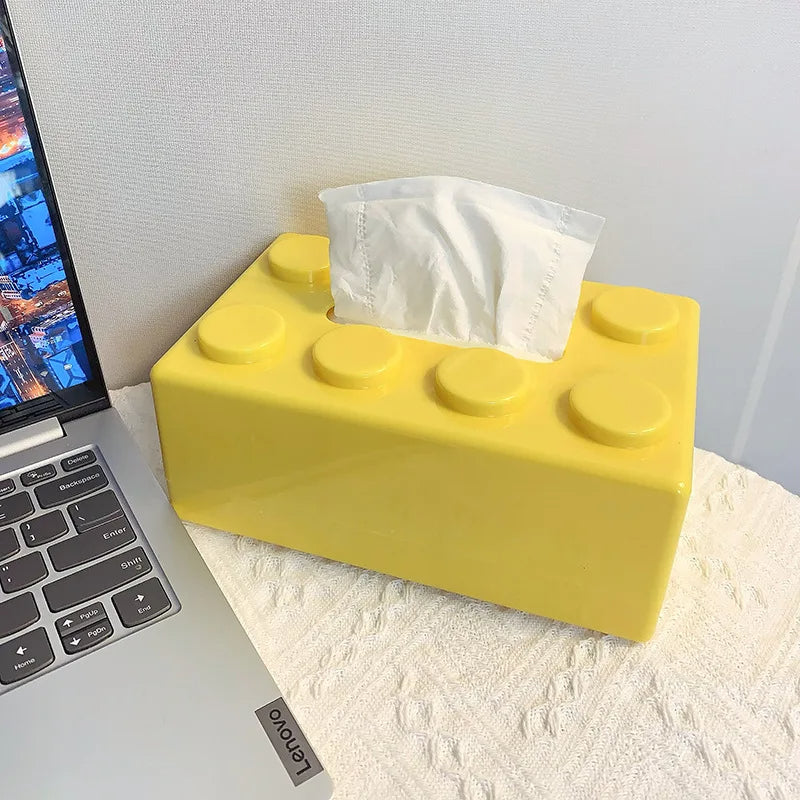 ABS Building Block Shaped Tissue Box Wall-mounted Creative Face Towel Box Organizer Perforation-free Removable - V.I.P Digital Presence