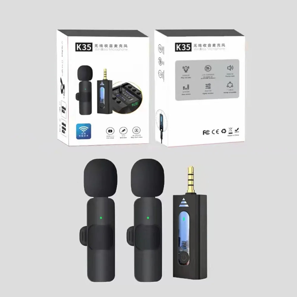 Wireless K35 Lavalier Lapel Microphone Omnidirectional Bluetooth 5.3 K35 Condenser Mic Noise Reduction Professional - V.I.P Digital Presence