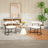 COOLCOOL Boucle dining chair set of two, medieval modern curved backrest chair, round cushion (beige Boucle) - V.I.P Digital Presence