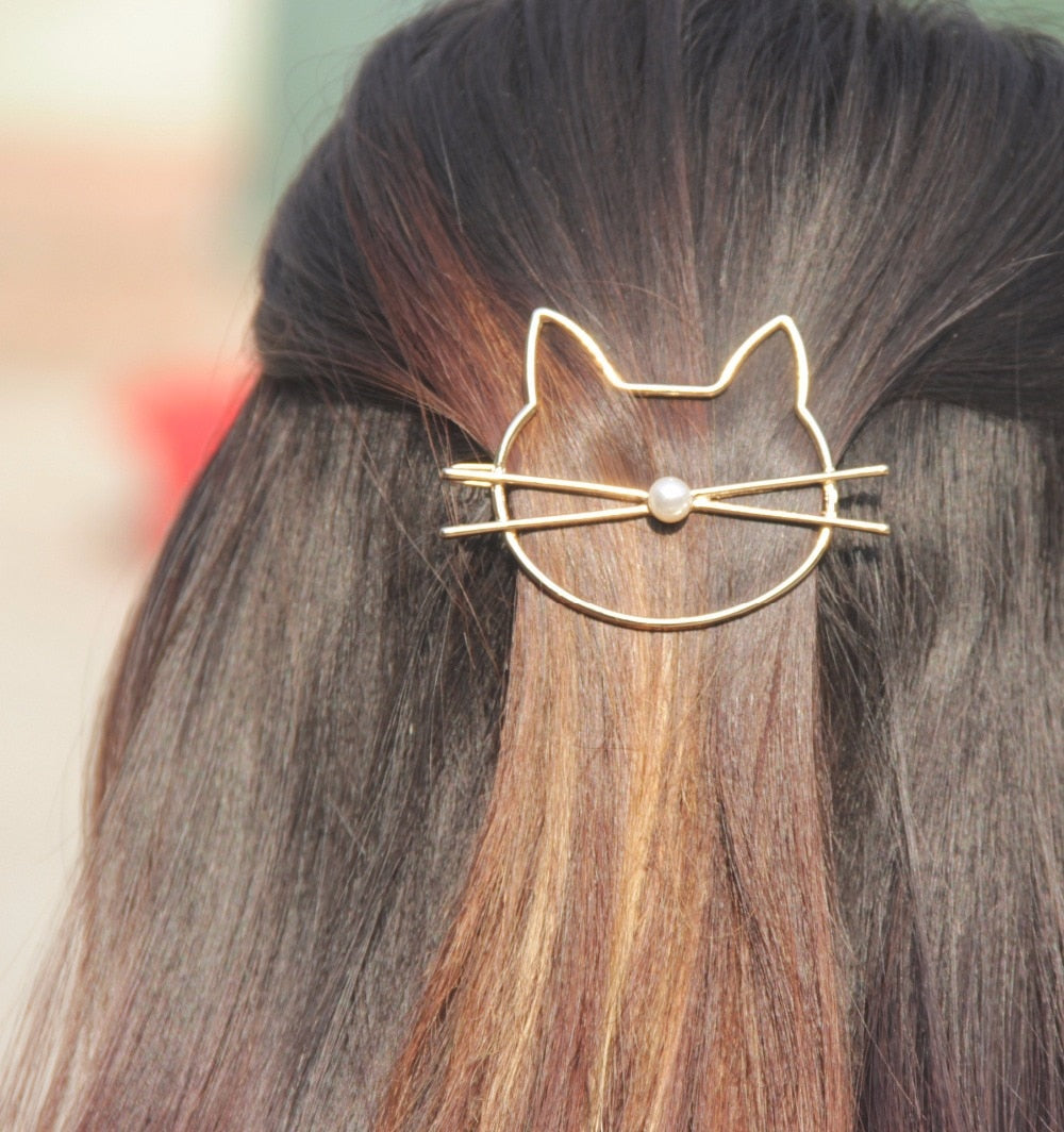 Fashion Hollow Cute Cat Hair Pin Imitation Pearl Hairpin Hair Side Clip Hair Accessories Hair Barrette For Women Girl Gifts - V.I.P Digital Presence