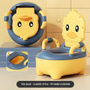 Orinal de viaje para niños, bonito orinal de viaje con forma de pato para interiores y exteriores, inodoro portátil para niñas y niños.