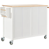 Kitchen Island Cart with Solid Wood Top and Locking Wheels 54.3 Inch Width  (White)